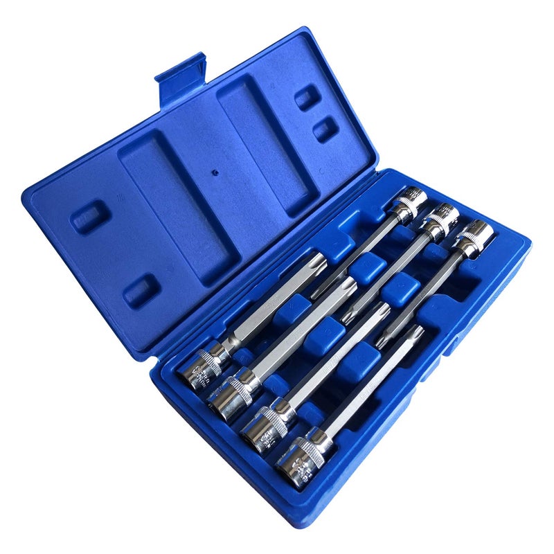 mainpoint Extra Long Torx Star Bit Socket Set 7 Piece T25-T60 CR-V "3/8" Drive 110mm(Torx) - Image 1